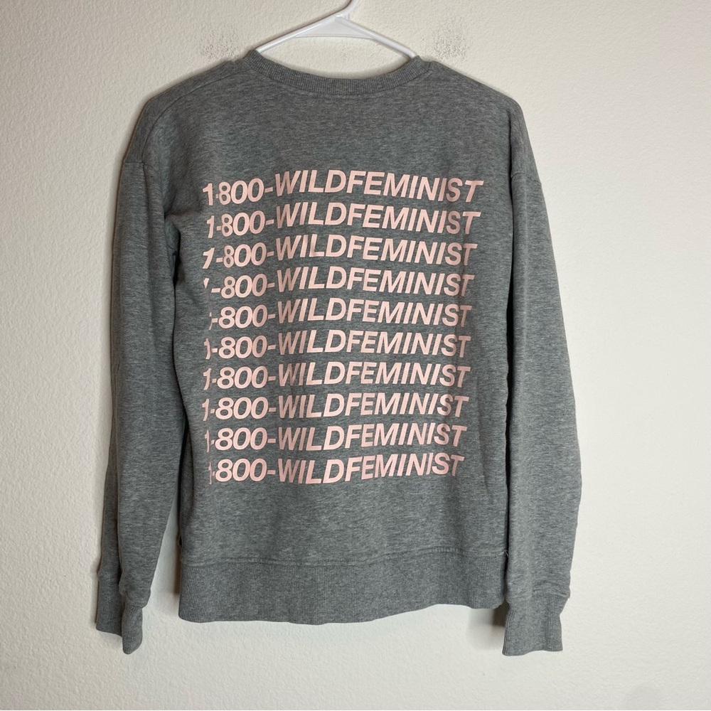 Wildfang Gray 1-800-Wild Feminist Crewneck Cotton Sweatshirt XS